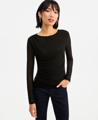 Женская блузка I.N.C. International Concepts Long-Sleeve Ruched Mesh