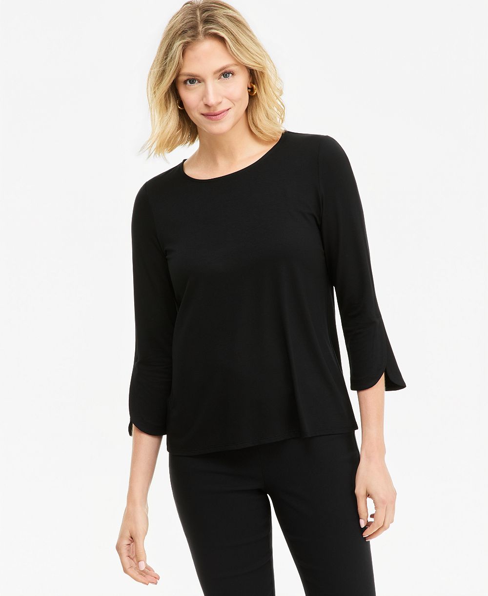 JM Collection Women's 3/4-Length Tulip Sleeve Scoop Neck T-Shirt, Macy's Exclusive