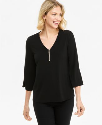 Женская блузка JM Collection Petite V-Neck с коротким рукавом