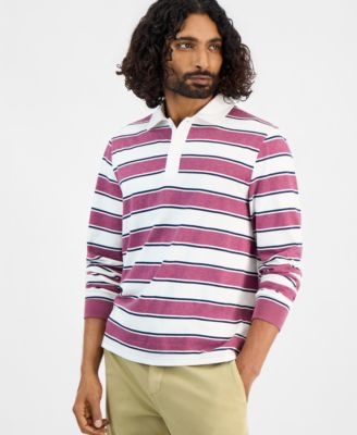 Sun + Stone Men's Long-Sleeve Striped Rugby Shirt, Macy's Exclusive