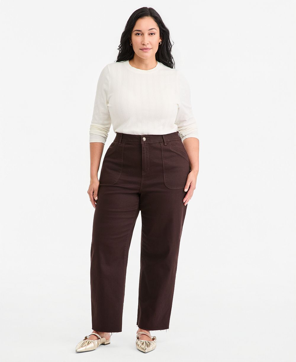 On 34th Plus Size Брюки прямого кроя с необработанным краем