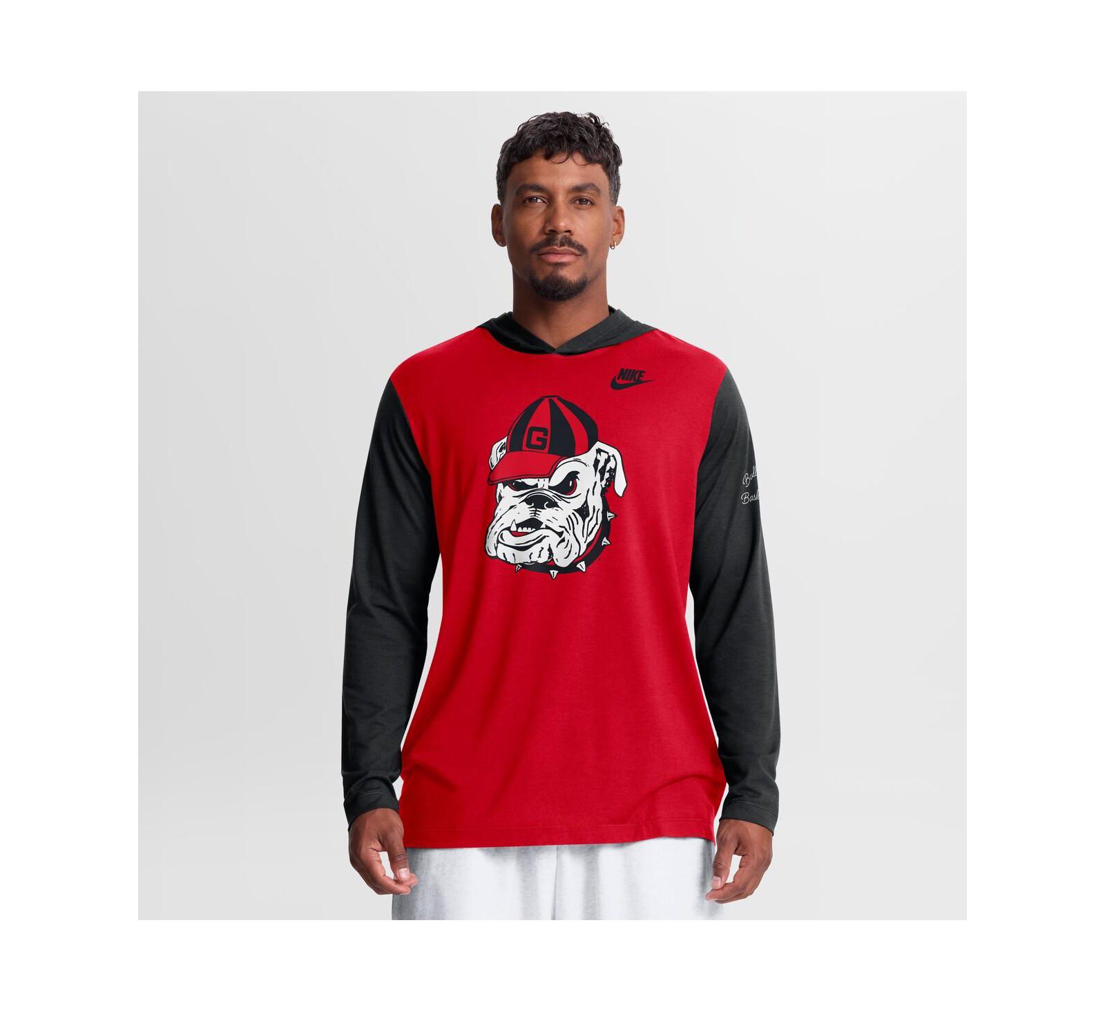 Nike Men's Red/Black Georgia Bulldogs Campus Legacy Tri-Blend Long Sleeve Hooded T-Shirt