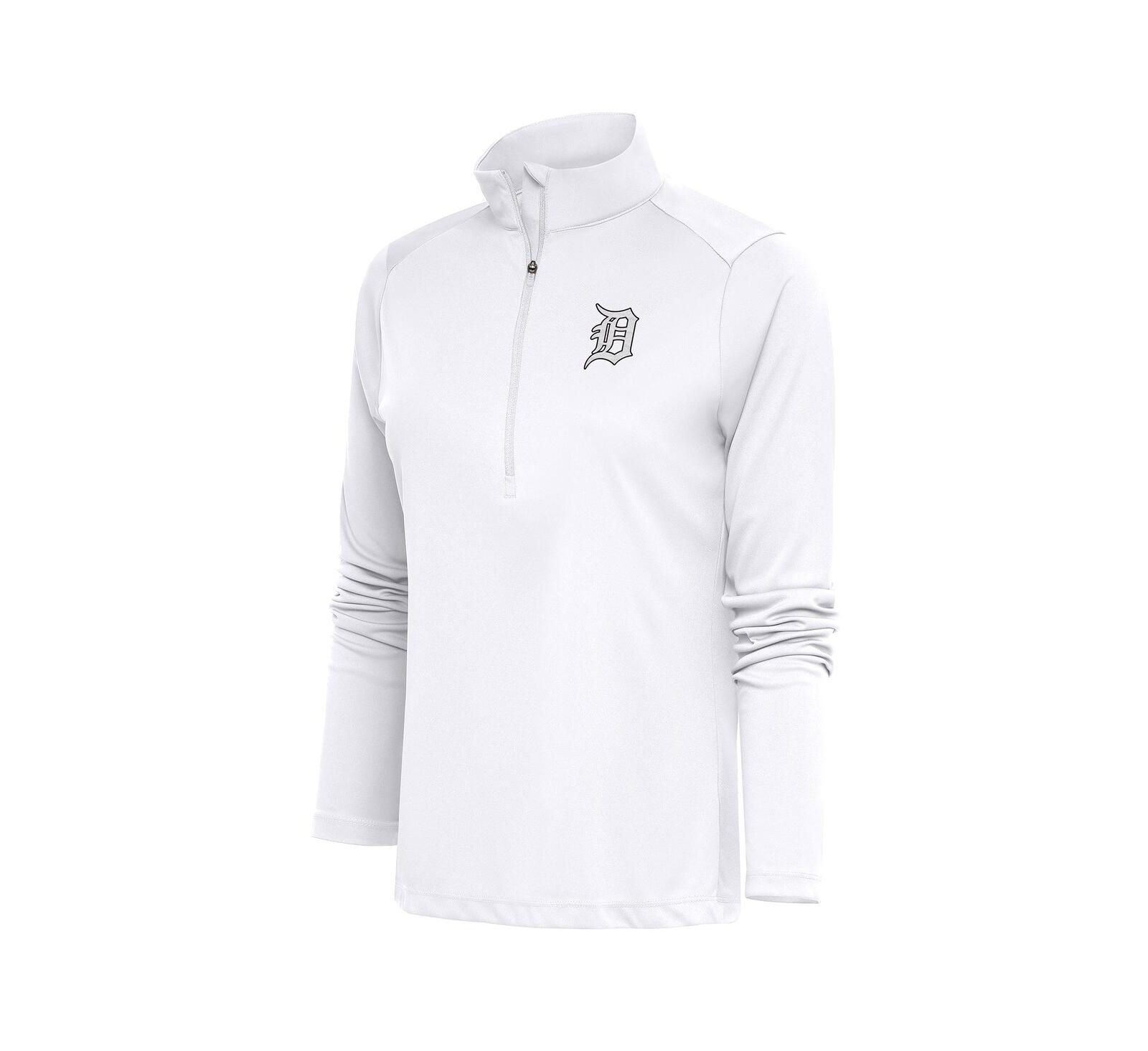 Antigua джемпер с полумолнией White Detroit Tigers Brushed Metallic Tribute Женский