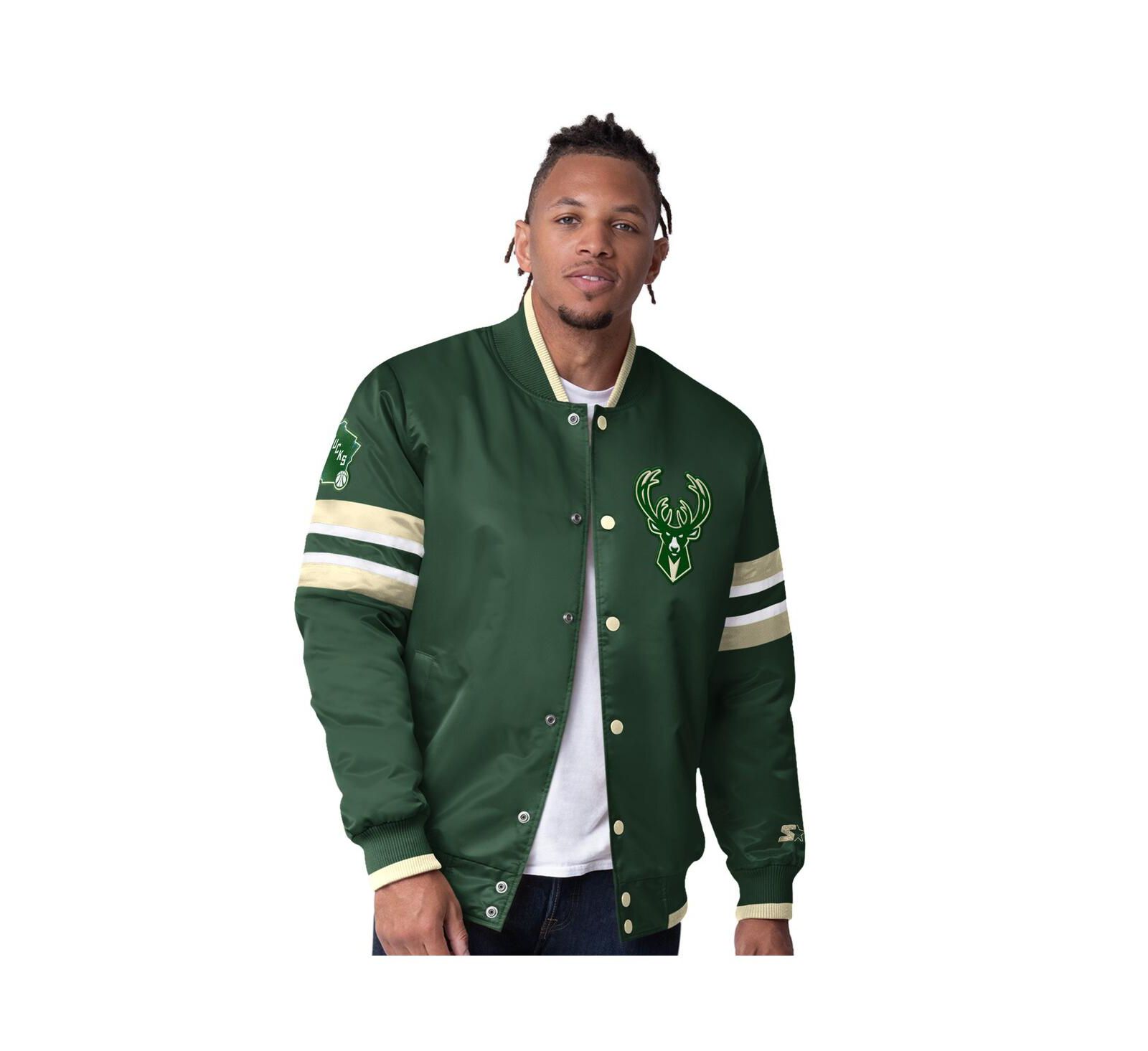 Starter Мужская куртка-бомбер Milwaukee Bucks, темно-зеленая