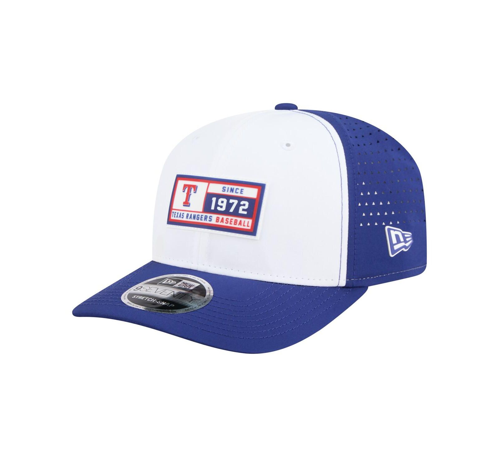 Регулируемая кепка New Era Men's White/Royal Texas Rangers Established Patch 9SEVENTY