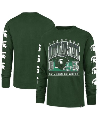 Мужская футболка '47 Brand Michigan State Spartans Go Big, зеленая, с длинным рукавом