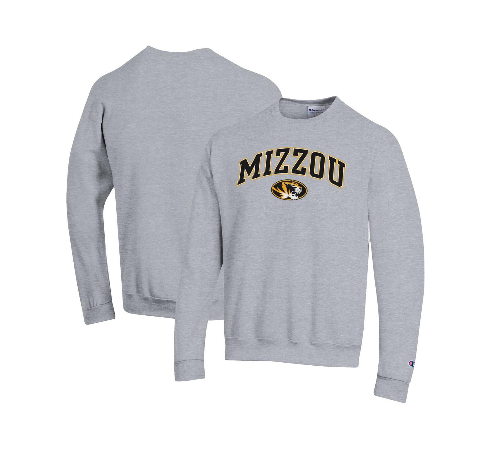 Champion Men's Heather Gray Missouri Tigers Arch Over Logo Pullover Sweatshirt
