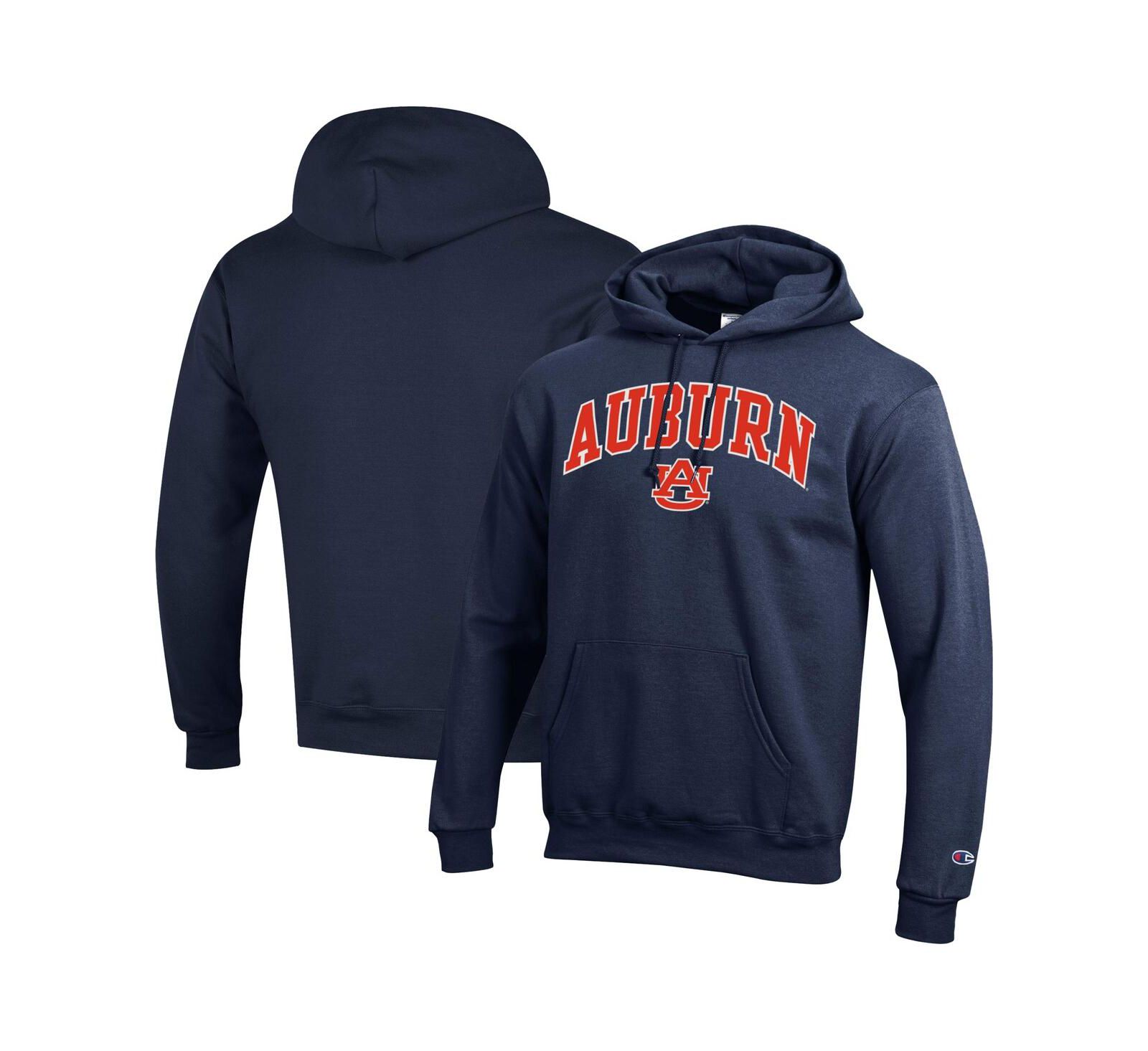 Champion Мужское худи Champion Navy Auburn Tigers с логотипом и флисовой подкладкой
