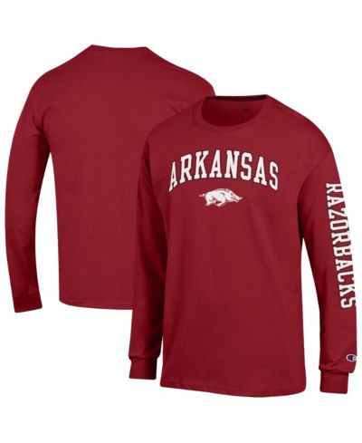 Футболка Champion Men's Cardinal Arkansas Razorbacks Arch Over Logo 2-Hit с длинным рукавом