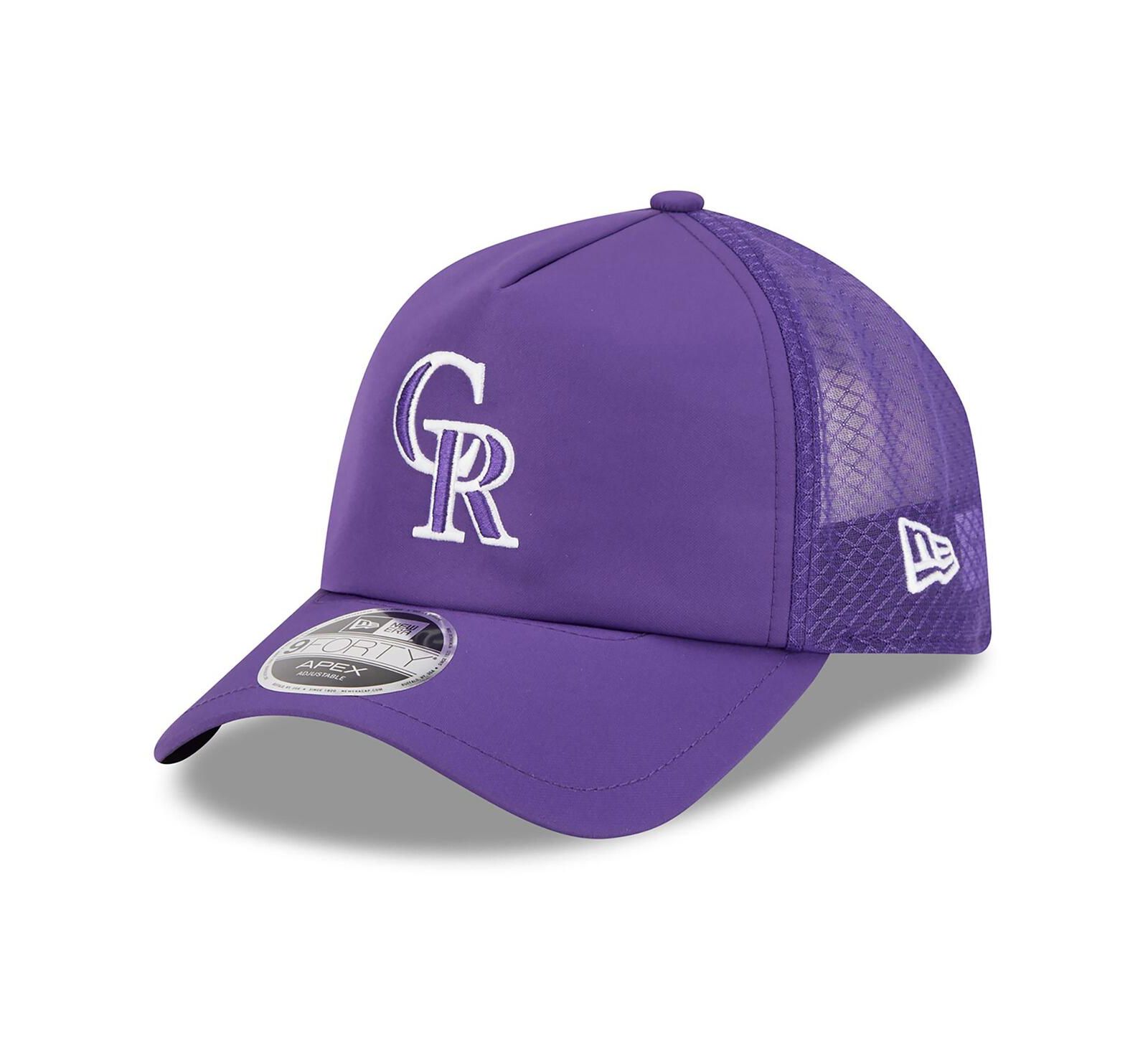 New Era Men's Purple Colorado Rockies 2026 Batting Practice Apex 9FORTY Adjustable Trucker Hat