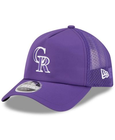 Мужская кепка New Era Colorado Rockies 2026 Batting Practice Apex 9FORTY Adjustable Trucker, фиолетовая