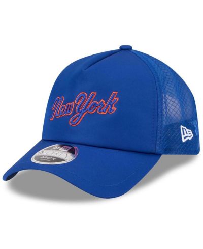 Мужская кепка New Era Royal New York Mets 2026 Batting Practice Apex 9FORTY Adjustable Trucker Hat