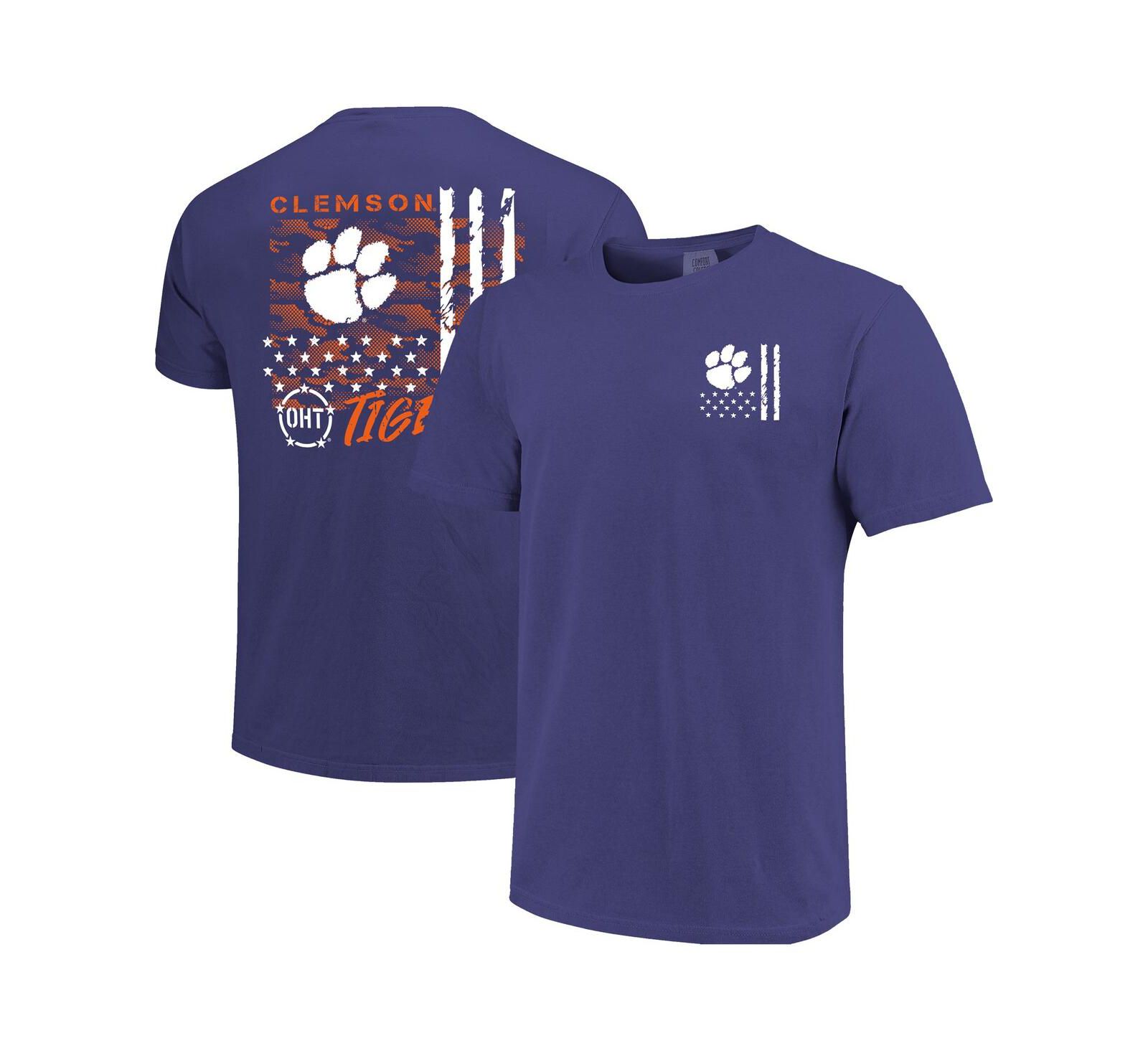 Image One Men's Purple Clemson Tigers Comfort Colors OHT Camo Overlay T-Shirt
