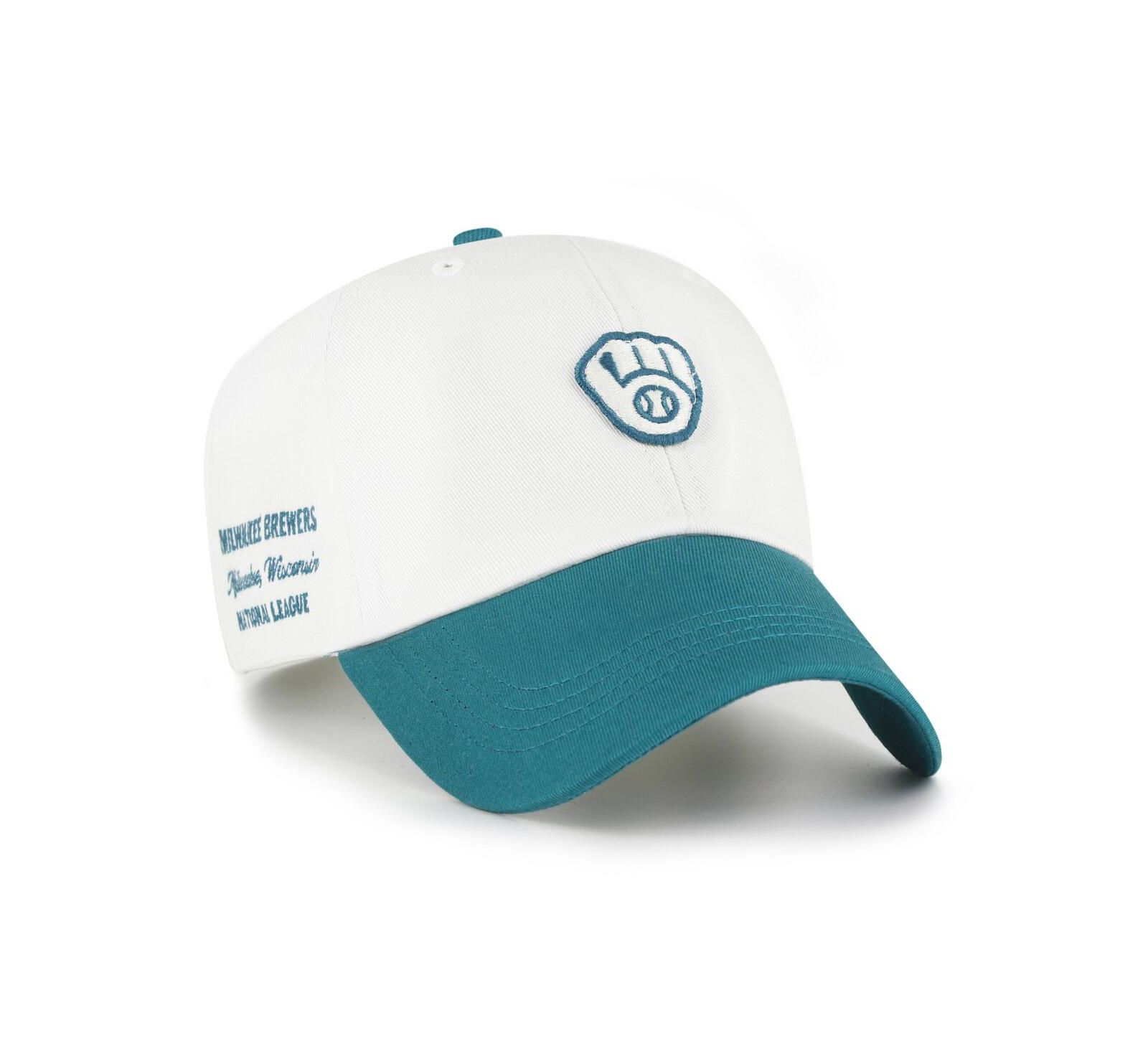 Кепка '47 Brand Men's White/Teal Milwaukee Brewers Contemporary Tonal Clean Up Adjustable Hat