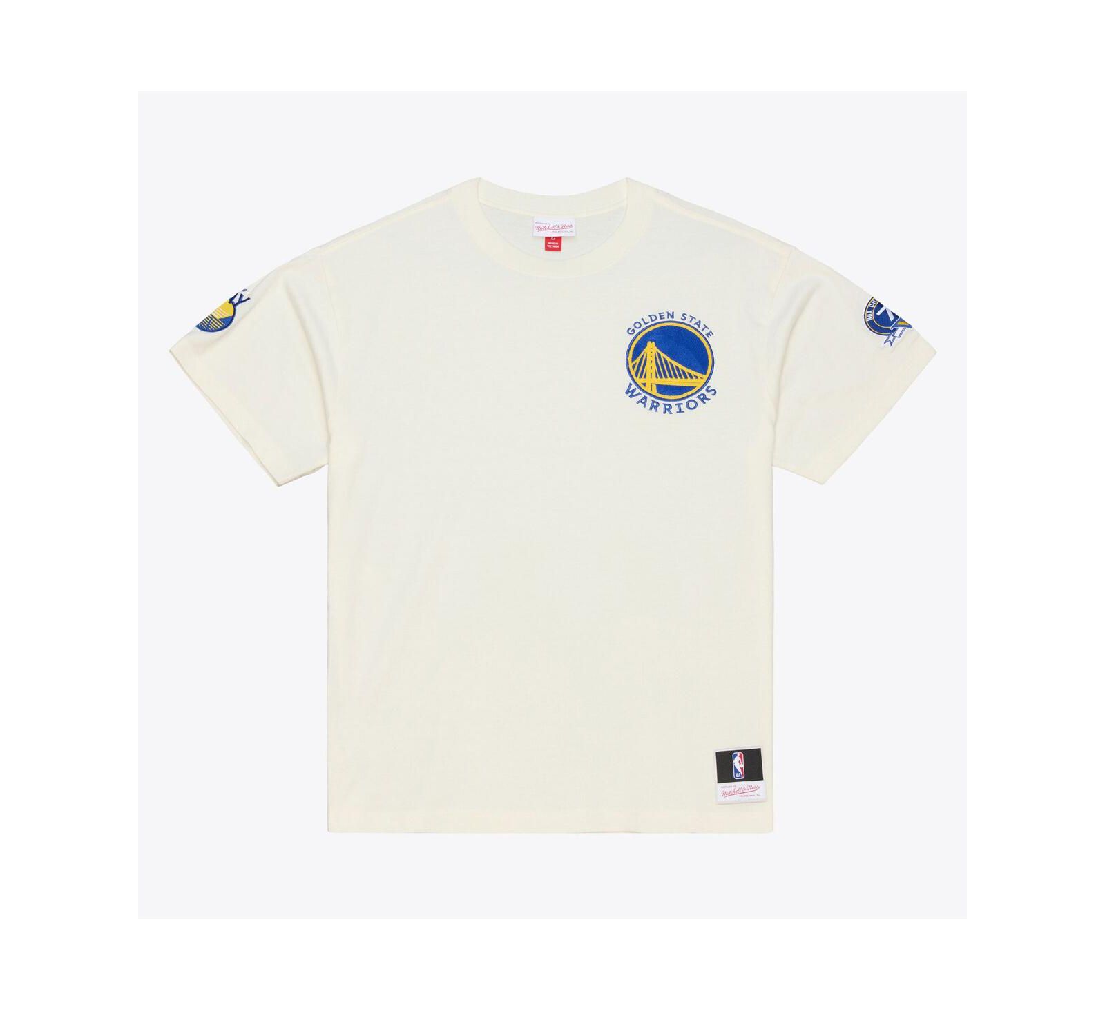 Mitchell & Ness Men's Cream Golden State Warriors Hardwood Classics Chainstitch Premium T-Shirt