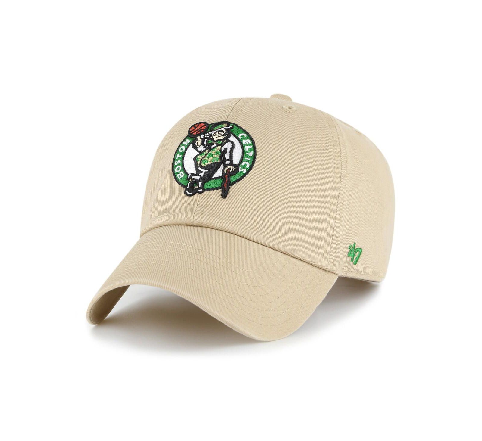 Мужская кепка '47 Brand Khaki Boston Celtics Logo Clean Up Adjustable