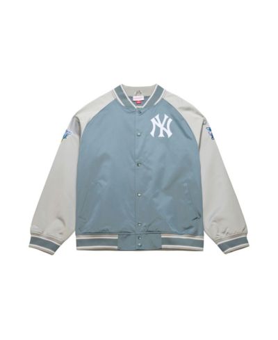 Mitchell & Ness Men's Gray New York Yankees Thunderstorm Head Coach Lightweight Satin Full-Snap Jacket