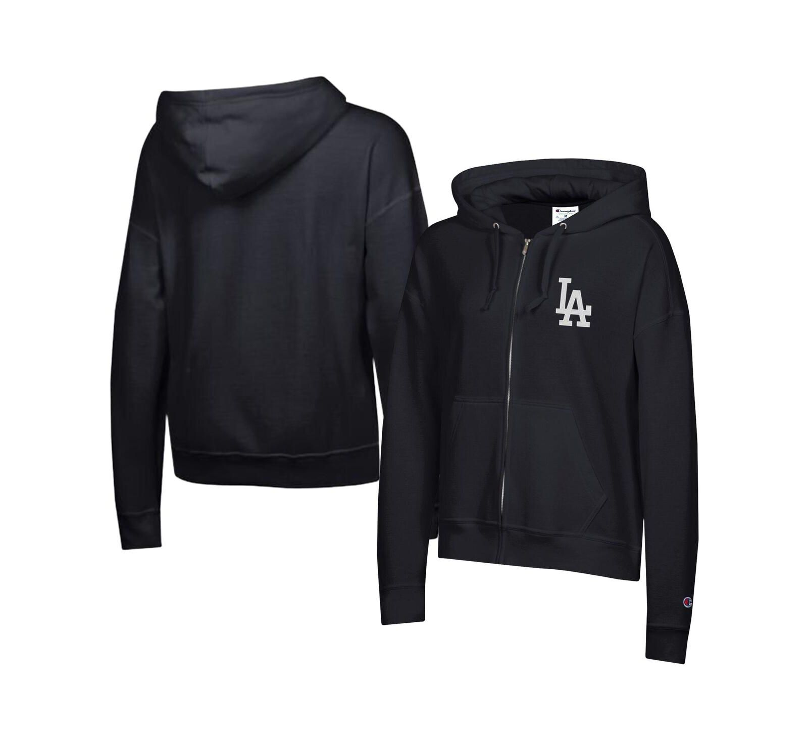 Женское худи Champion Black Los Angeles Dodgers Powerblend Fleece Full-Zip