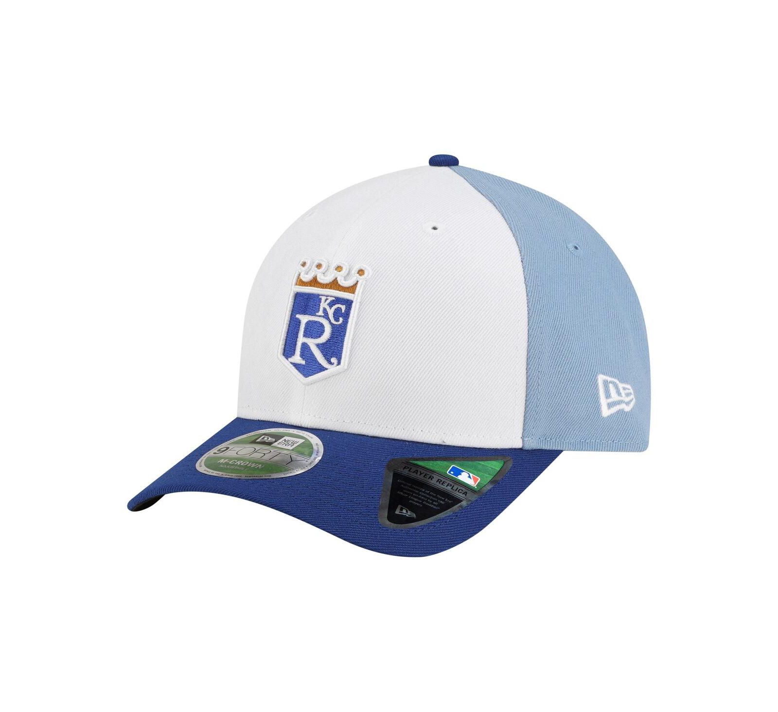Мужская кепка New Era White/Light Blue Kansas City Royals Player Replica 9FORTY M-Crown Adjustable