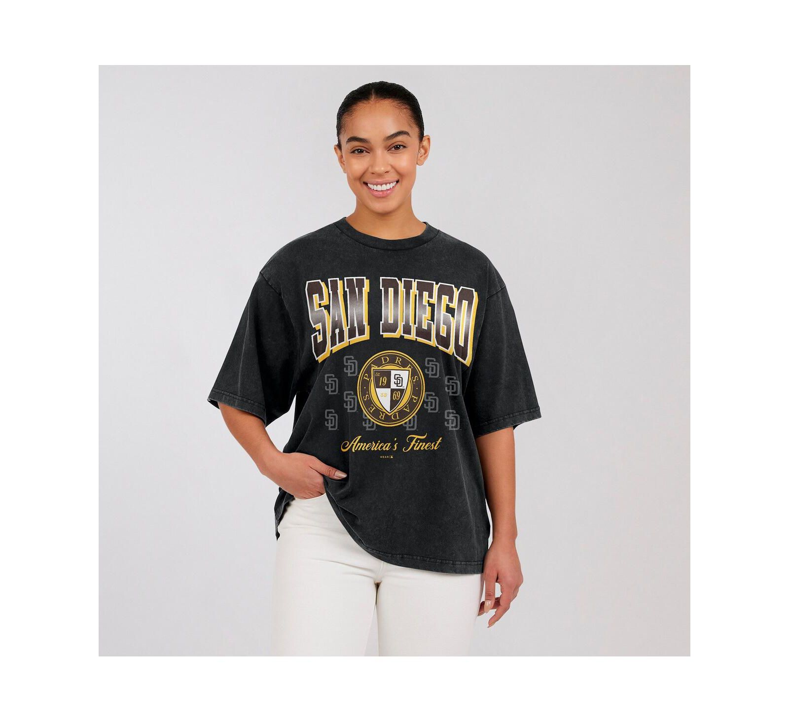 Женский WEAR by Erin Andrews Black San Diego Padres Oversized Boyfriend T-Shirt