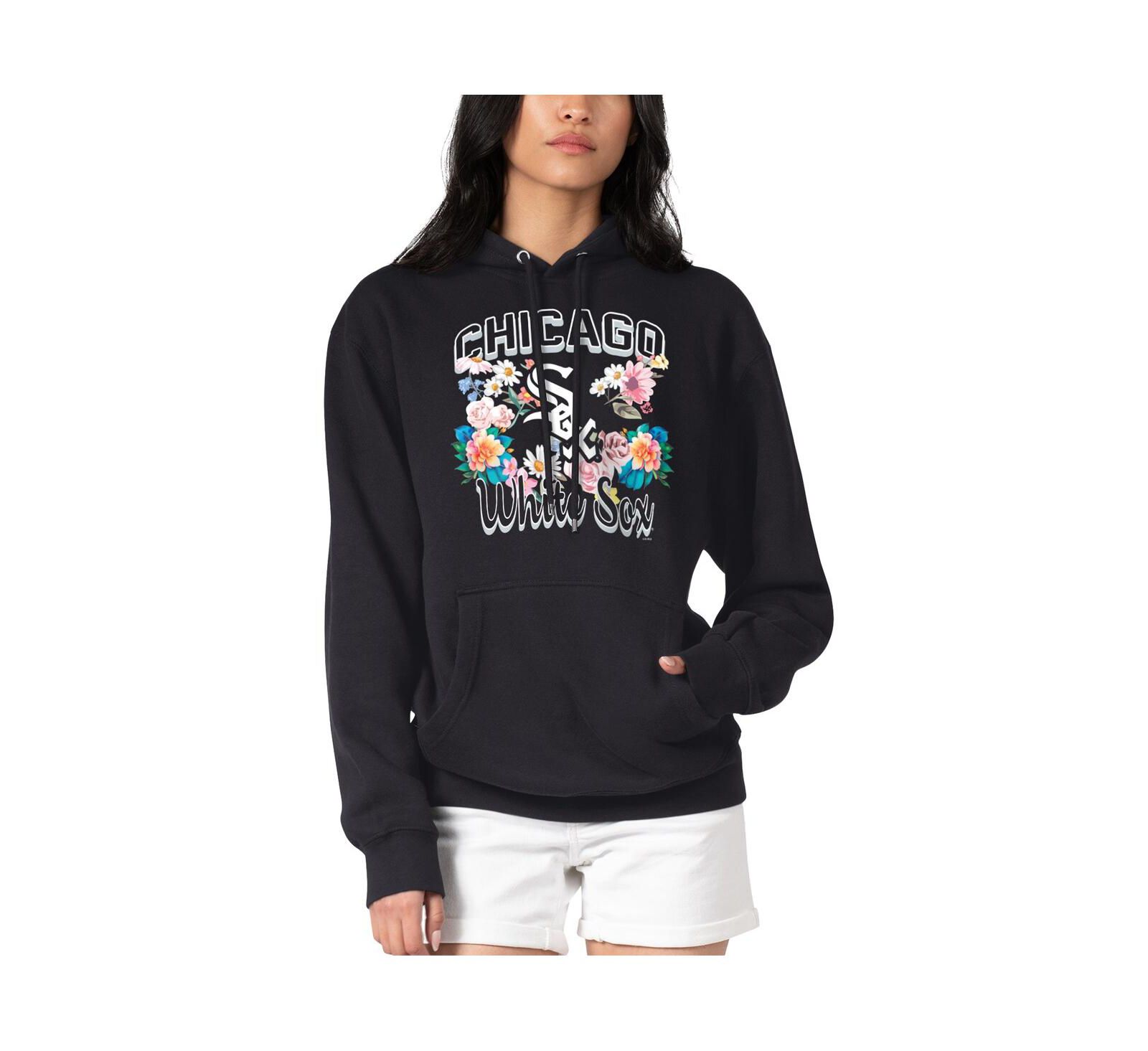 G-III 4Her by Carl Banks Women's Black Chicago White Sox Flowers Graphic Pullover Hoodie