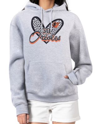 Женский свитшот с капюшоном g-iii 4her by carl banks heather gray baltimore orioles с леопардовым сердцем