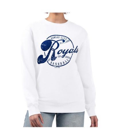 Женский флисовый свитшот G-III 4Her by Carl Banks White Kansas City Royals Distressed Baseball Team