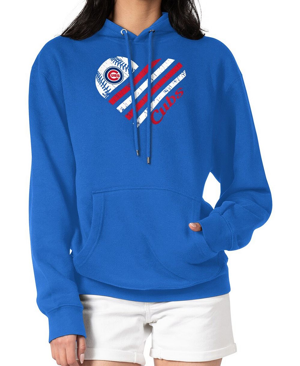 G-III 4Her by Carl Banks Women's Royal Chicago Cubs Heart Fleece Pullover Hoodie