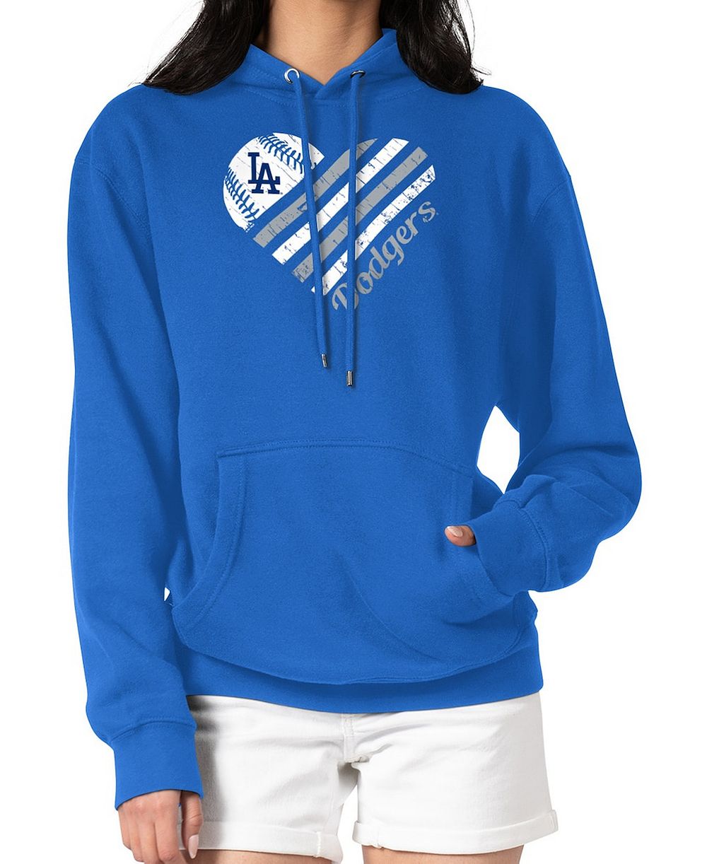 G-III 4Her by Carl Banks Women's Royal Los Angeles Dodgers Heart Fleece Pullover Hoodie