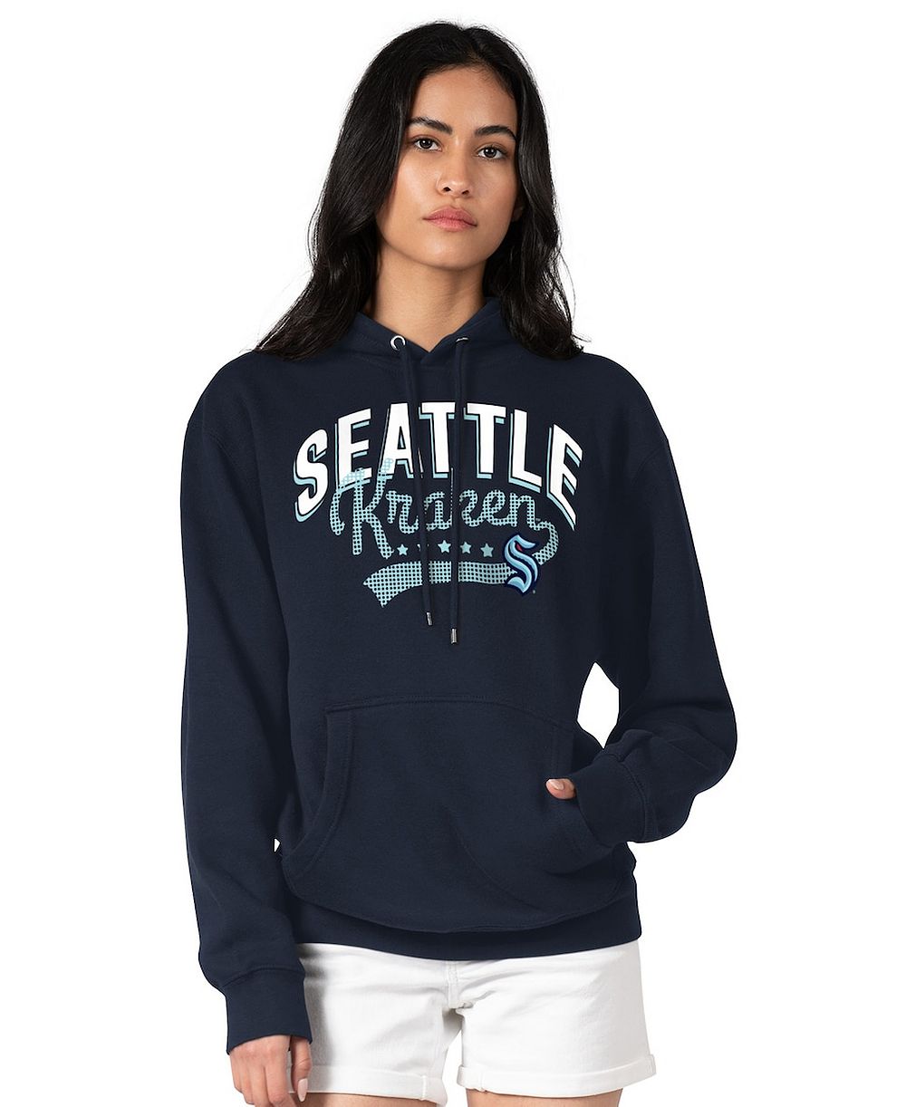 G-III 4Her by Carl Banks Женское худи Deep Sea Blue Seattle Kraken Filigree Logo Pullover