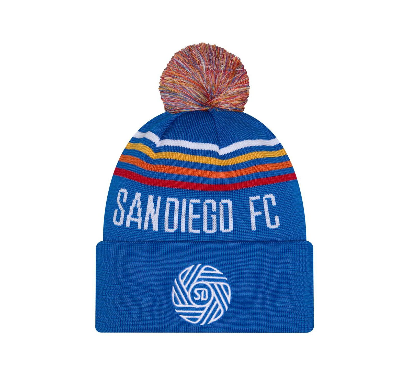 Вязаная шапка New Era Royal San Diego FC с помпоном для мальчиков и девочек
