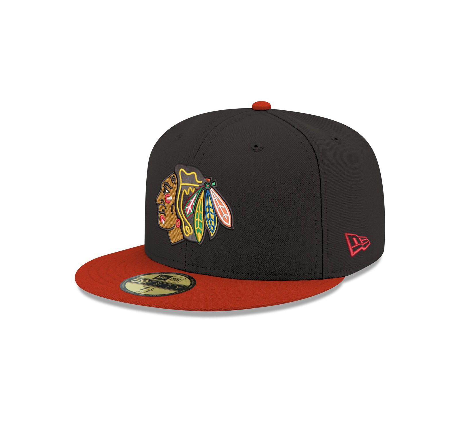 Кепка New Era Men's Black Chicago Blackhawks Core Logo Two-Tone 59FIFTY Fitted
