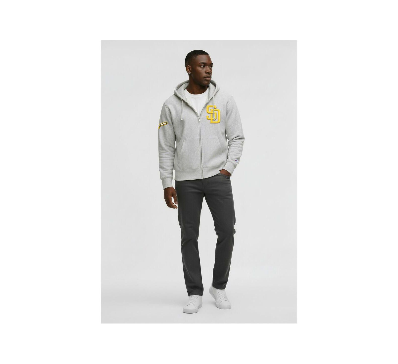 Champion Мужское серое худи San Diego Padres Reverse Weave Chenille Full-Zip