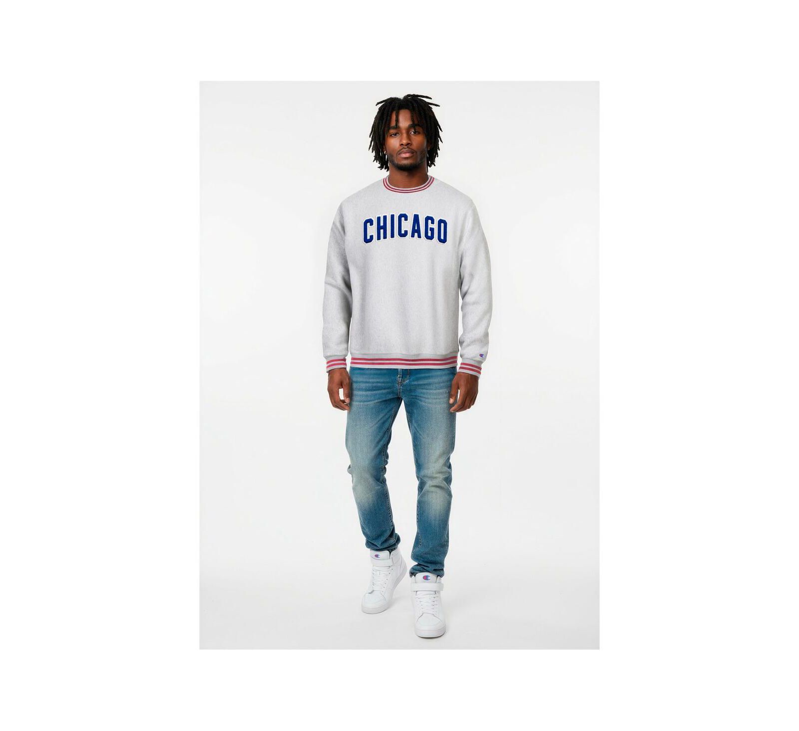 Мужская толстовка Champion Chicago Cubs Reverse Weave, серая меланж
