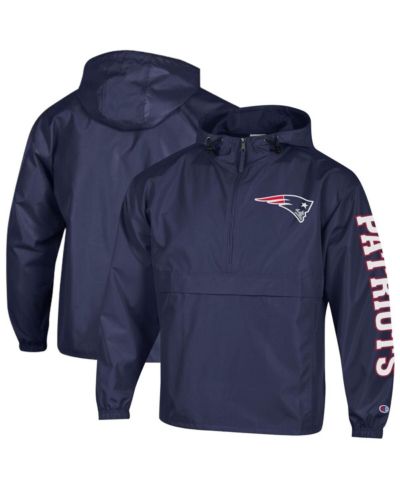 Champion Men's Navy New England Patriots Packable Windbreaker Half-Zip Jacket