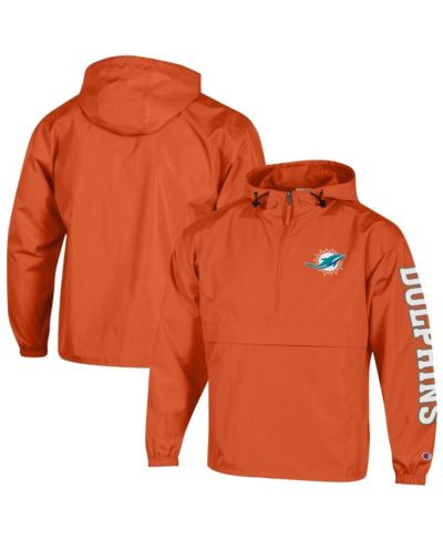 Мужская ветровка Champion Miami Dolphins оранжевая с полумолнией, которую можно свернуть