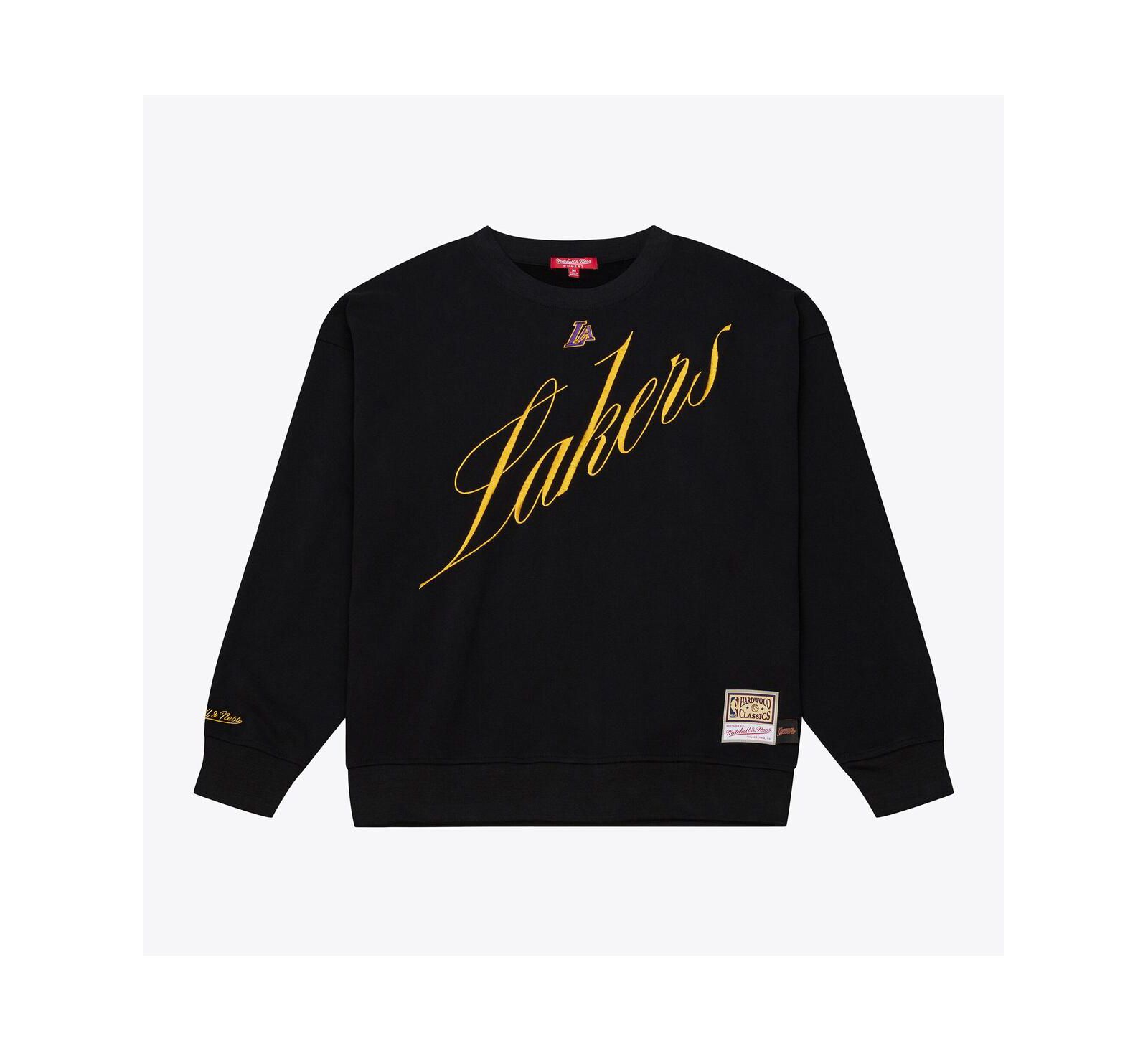 Женский свитшот Mitchell & Ness Women's Black Los Angeles Lakers Hardwood Classics Script Lightweight Sweatshirt