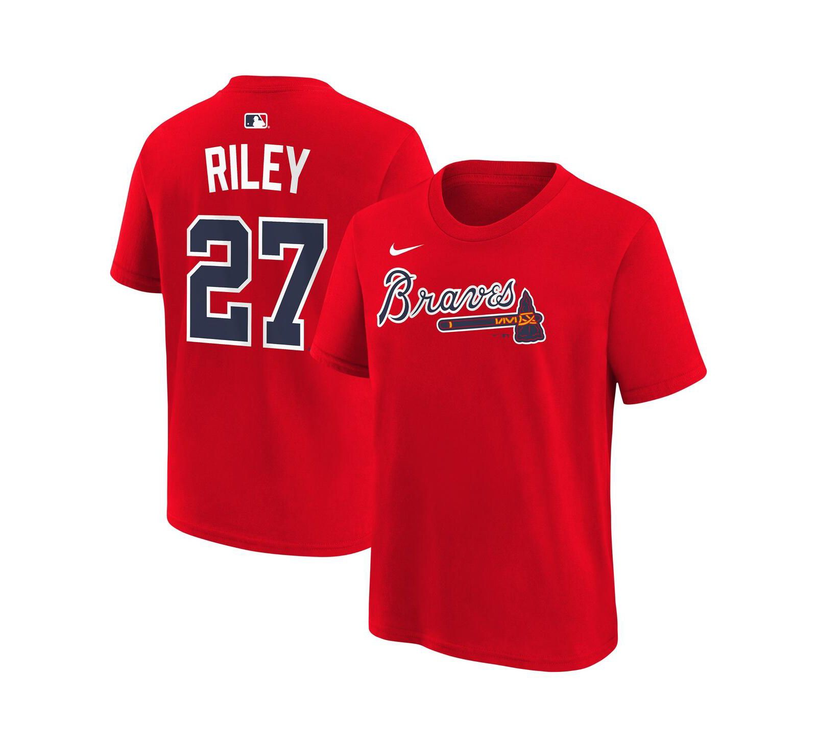 Детская футболка Nike Austin Riley Red Atlanta Braves с именем и номером