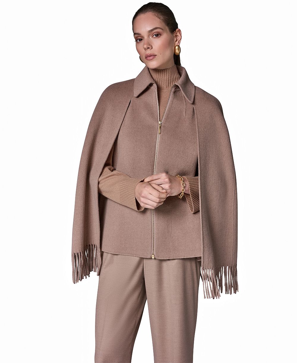 Donna Karan New York Women's Fringe Wool-Blend Cape Coat