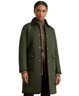 Lauren Ralph Lauren Petite Barn Quilted Corduroy-Trim Coat