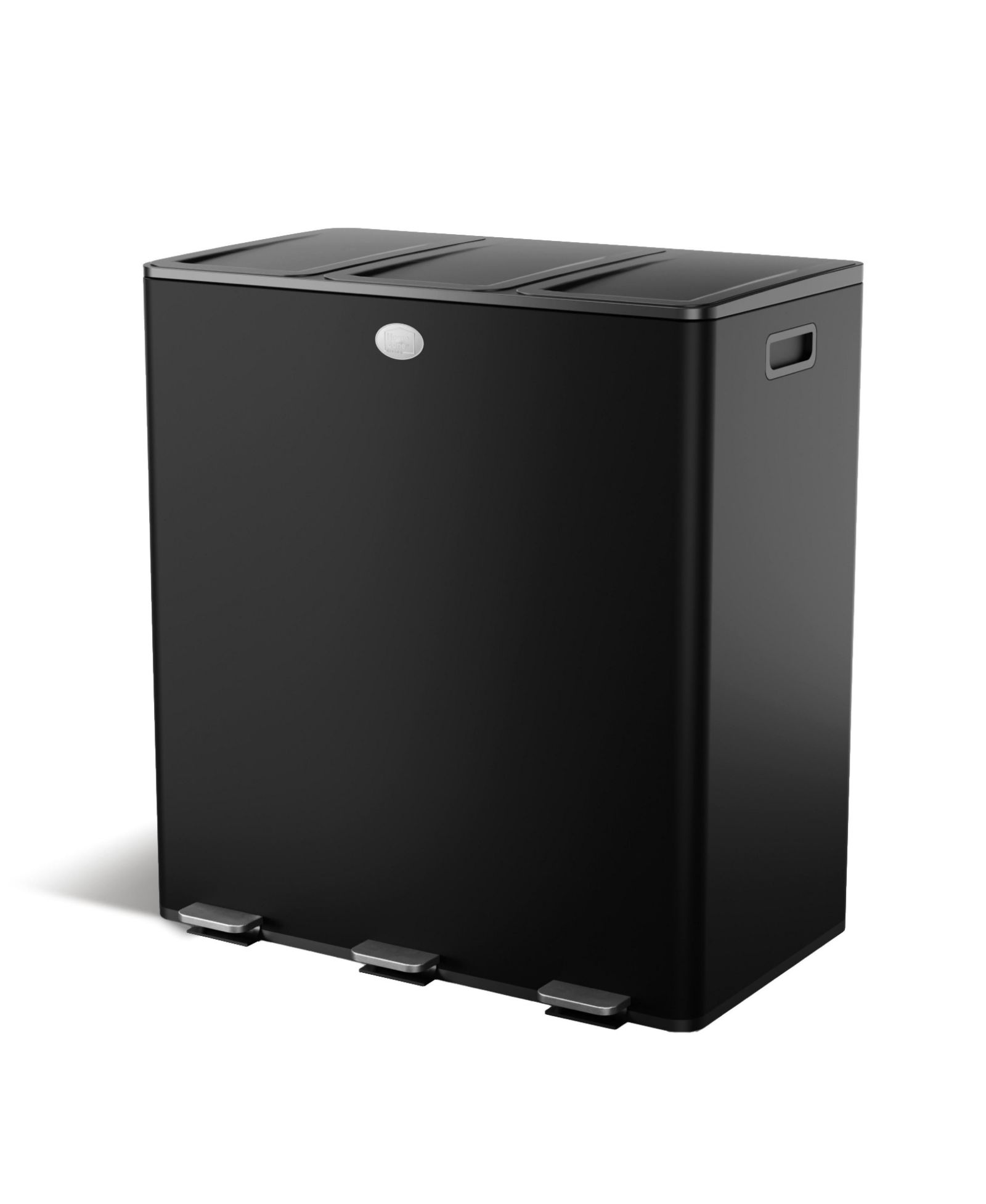 Home Zone Living 24 Gallon Triple-Compartment Stainless Steel Kitchen Trash Can with Step Pedals and Soft-Close Lids