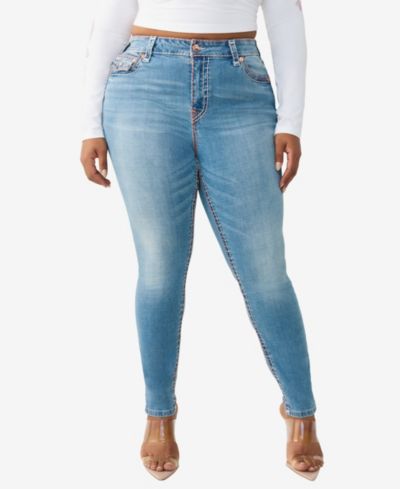 True Religion Plus Size Jennie Mid-Rise Skinny Super T Flap Jeans