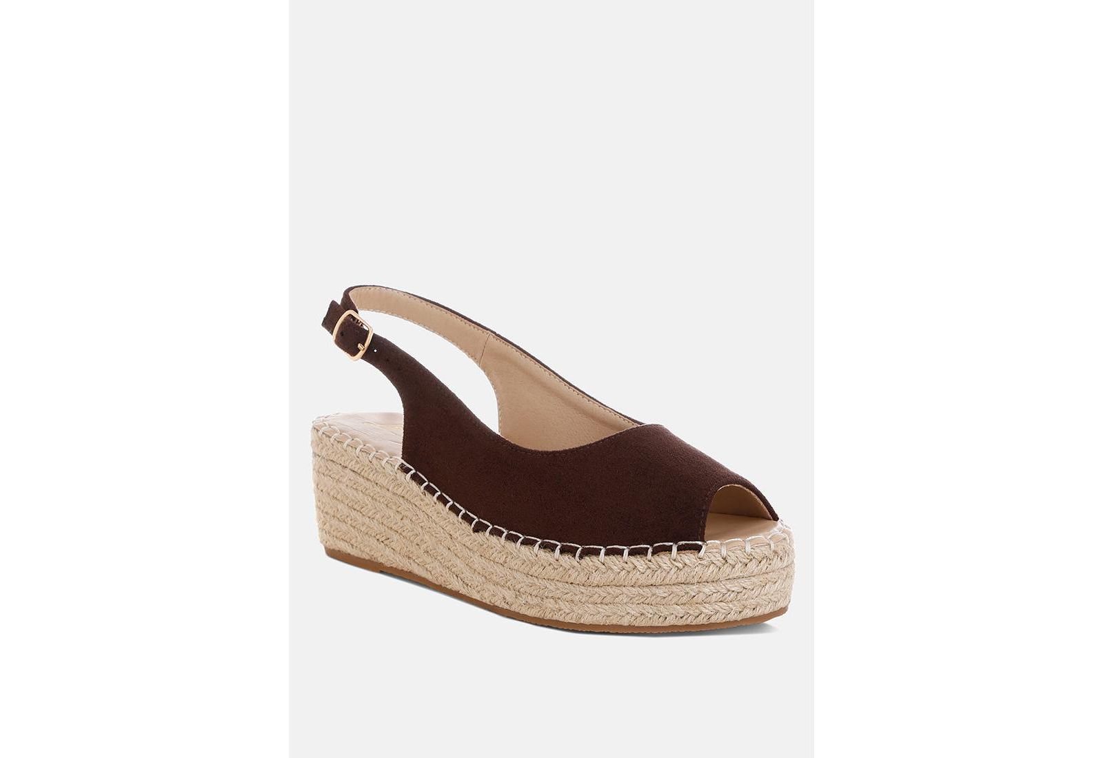 London Rag Women's Georna Peep Toe Espadrille Wedges