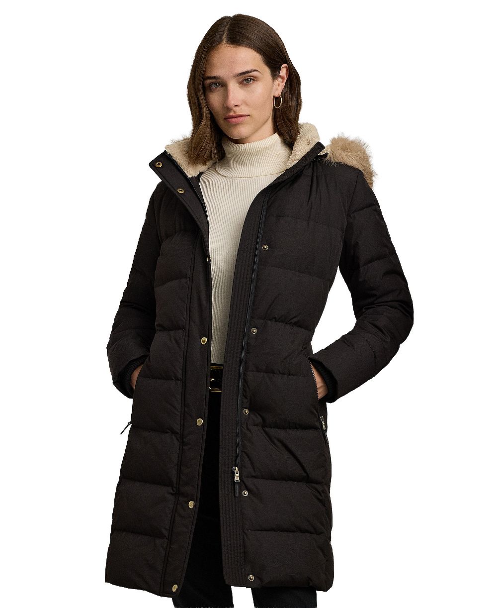 Lauren Ralph Lauren женское пальто-пуховик с капюшоном из искусственного меха, petite