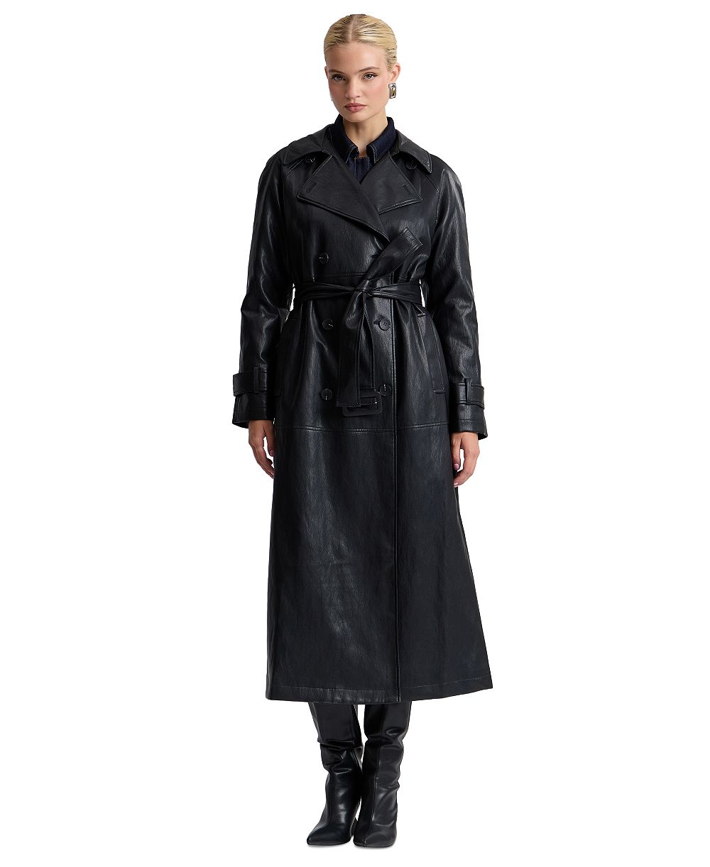 Женский тренч Avec Les Filles Faux-Leather Belted Raglan-Sleeve