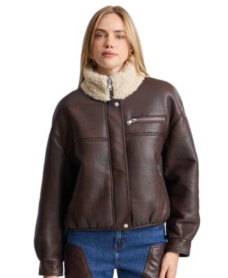 Женский бомбер Avec Les Filles Faux Shearling Oversized-Fit