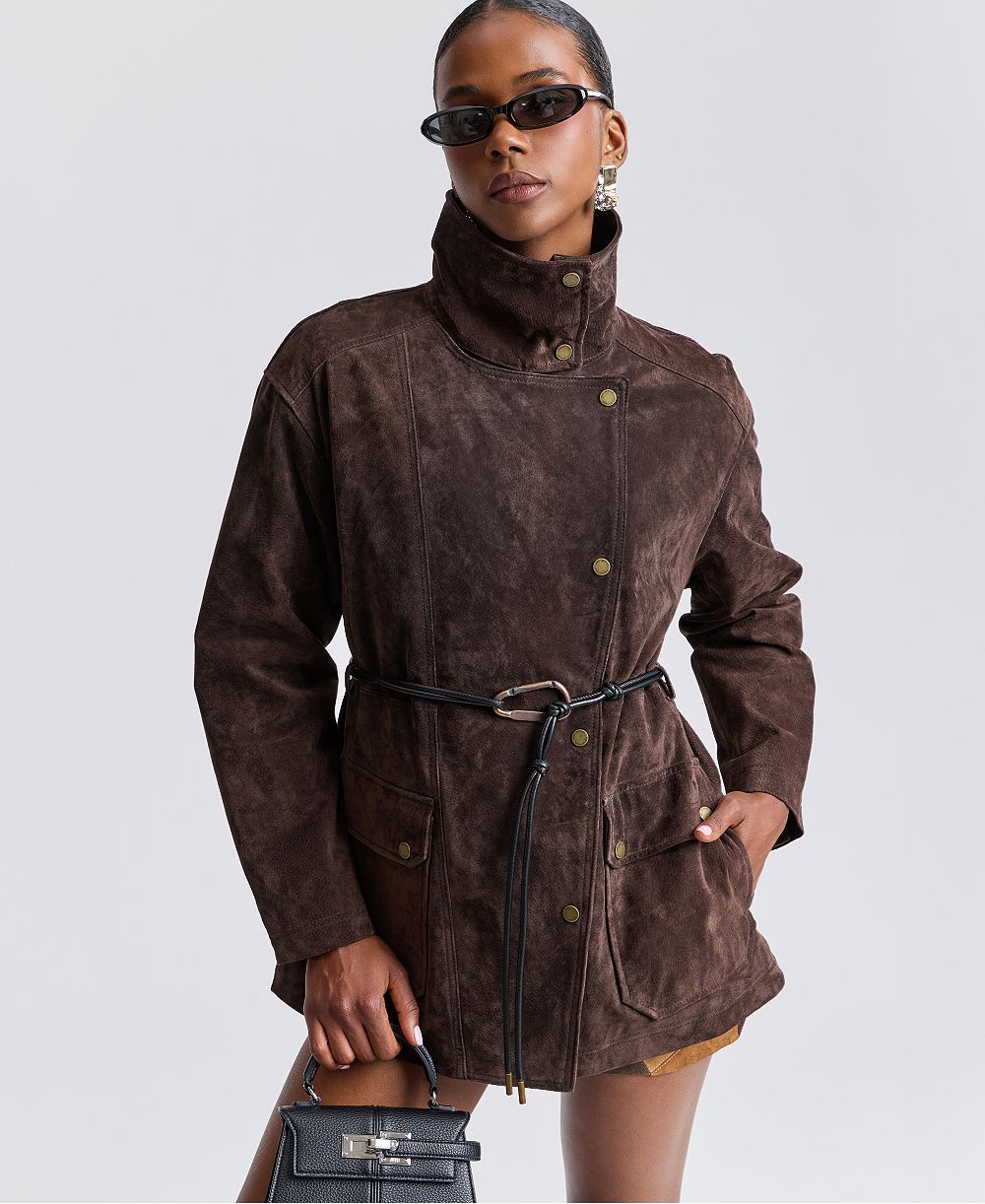 Avec Les Filles Women's Belted Suede Jacket