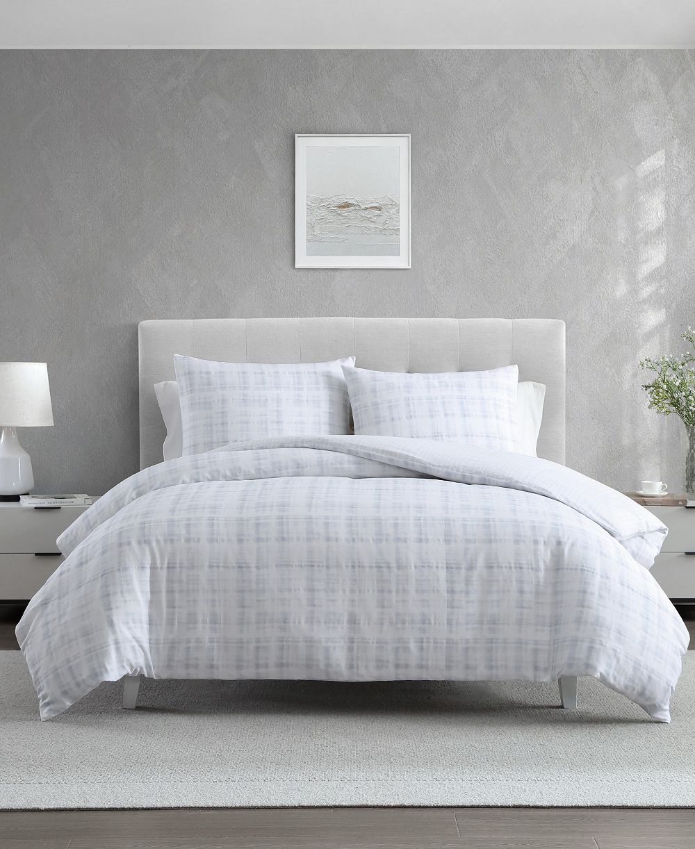 Vera Wang Blurred Plaid Cotton 3-Pc. Comforter Set, Queen