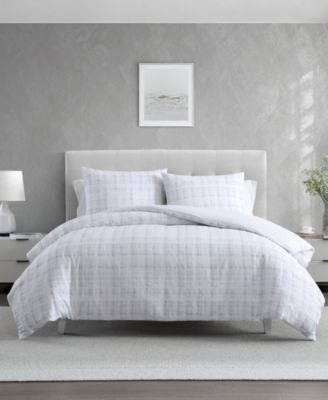 Vera Wang Blurred Plaid Cotton 3-Pc. Comforter Set, Queen