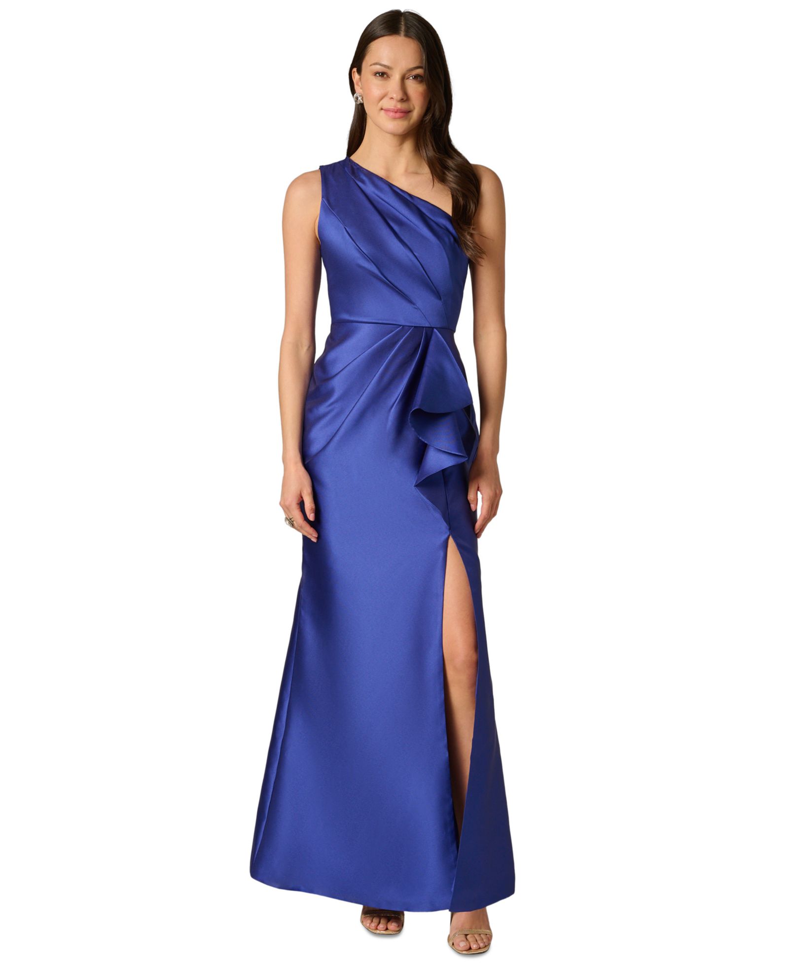 Adrianna Papell Women's One-Shoulder Mikado Gown
